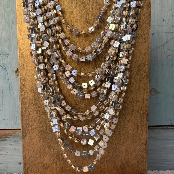Multi-Layered Super Sparkly Sexy Silver Necklace - Picture 4 of 13